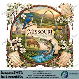 Missouri PNG | State Design with Motto | Transparent POD File | Illustration image 1