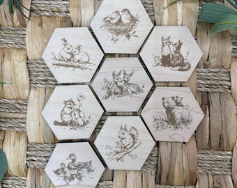 Wooden Memory Match Game: Montessori Learning Toy - Woodland Theme