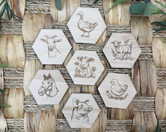 Farm Wooden Memory Match Game: Montessori Learning Toy - Farm