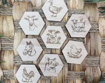 Wooden Memory Match Game: Montessori Learning Toy - Farm, Woodland, Bug Theme