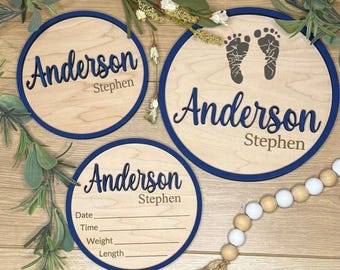 Personalized Baby Announcement Sign, Stats, Footprint Keepsake