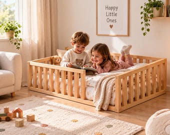 Kids Bed step File, Montessori Floor Bed 3D Model, Wooden Toddler Bed Plans, DIY Bed Plans, PDF Dimensions