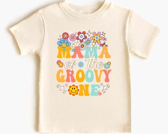 Mama of The Groovy One Shirt for Kids, Groovy Mom T-Shirt, Kids Matching Shirt, Fun Family Tee, Parent-Child Outfit, Gift For Kids JK85