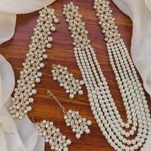 Desi pearl necklace bridal necklace Pakistani wedding Indian