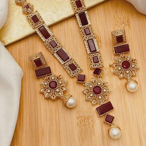 Gold Star Mala Set with Earring Indian jewelry Pakistani jewelry bridal set desi