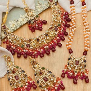 Desi Bridal Necklace Set Pakistani wedding Indian Wedding Jewelry for Bride South Asian Wedding jewelry set