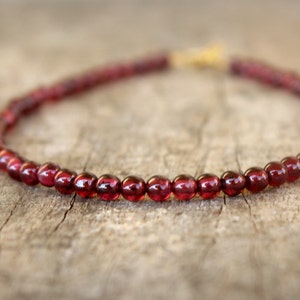 Garnet bracelet for women January birthstone bracelet Deep red gemstones jewelry for her Delicate bracelet January birthday gift for mom