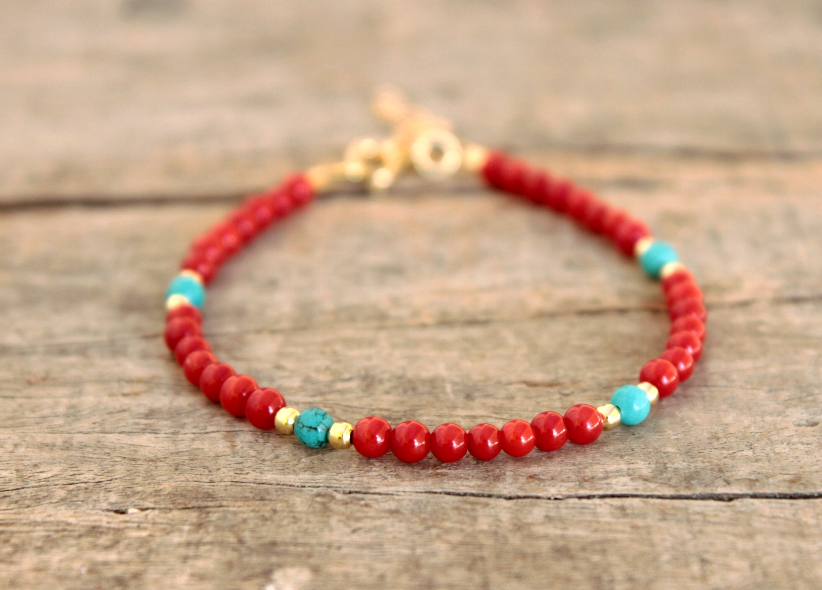 Red Coral Bracelet for Women Unique Gift for Wife Red Beaded Etsy UK