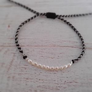 Braided pearl bar bracelet for women Bohemian friendship bracelet femme Girlfriend gift Minimalist adjustable summer stacking bracelet