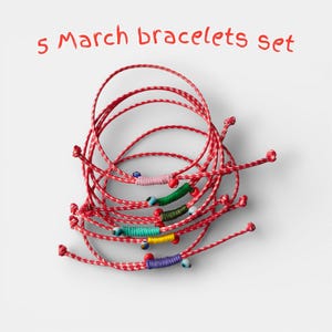 Set di 5 braccialetti Martis: braccialetto in macramè con malocchio greco