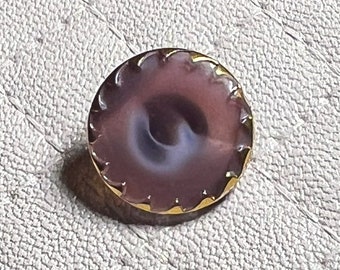Vintage West German Moonglow Button Of Purple Glass