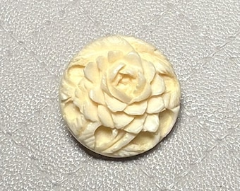 Vintage Rose Button Of Carved Bone