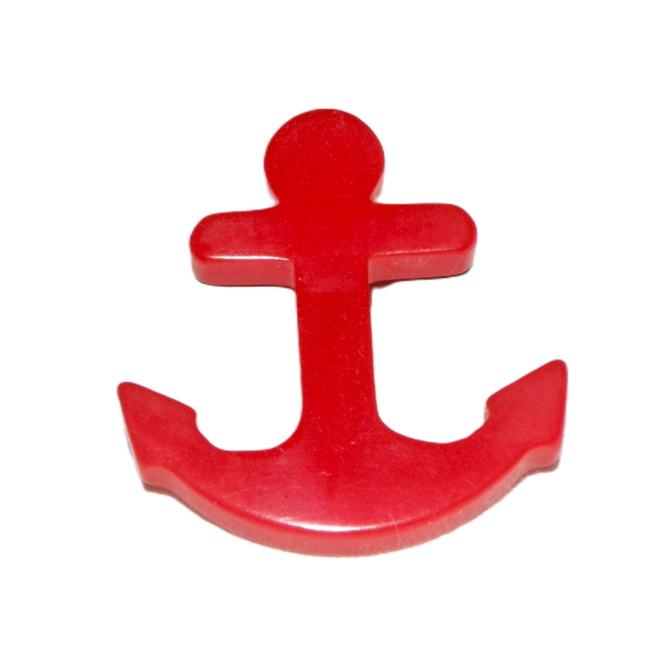 Vintage Red Bakelite Anchor Button