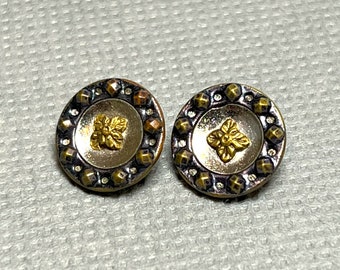 Antique Brass Button Pair, 2 Matching Buttons