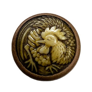 Vintage Rooster Button, Asian Zodiac Animal