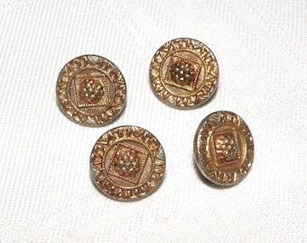 Victorian Tinted Metal Buttons Lot of 4 Matching Buttons NBS Size Small