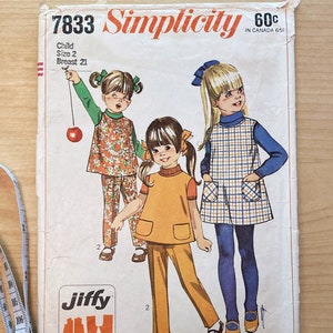 Tunic Pattern Sewing, Tunic Top & Pants Pattern: Great for Play Clothes/Painting Smock!  I Vintage Simplicity Pattern 7833 I Cut I Size 2