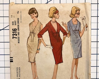 Shift Dress, Knit Dress Pattern: Great for a Bridesmaid Dress or Mother of the Bride! I Vintage McCalls Pattern 7316 I Uncut I Size 10