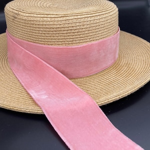 Silk Velvet Ribbon: Salmon, 2&quot; I 2 1/2 yds Vintage Luxury Velvet Trim I Pink Velvet Ribbon for Bouquet, Velvet Throw Pillows, etc