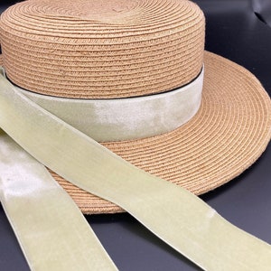 Silk Velvet Ribbon: Seafoam, 1 1/2&quot; I 6 1/2 yds Vintage Luxury Velvet Trim I Green Velvet Ribbon for Bouquet, Velvet Throw Pillows, etc
