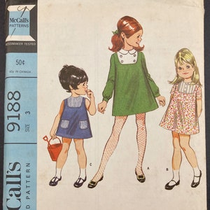 Girls Pinafore Dress Sewing Pattern I Cottagecore Dress I Easy Dress Pattern I Vintage McCalls Pattern 9188 I Uncut I Size 3/3T