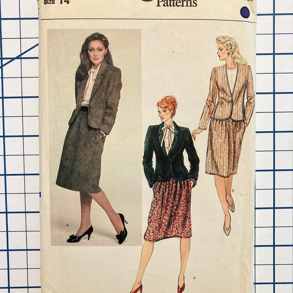 Women's Skirt Suit Sewing Pattern 1980s I 80s Clothing Pattern/Retro Vintage Clothing I Vintage Vogue Pattern 8106 I Uncut I Size 14