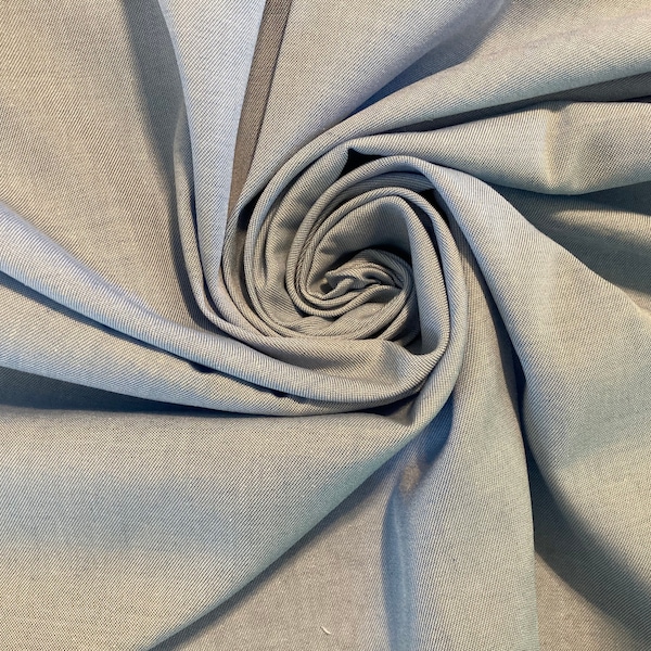 Vintage Rayon Fabric By the Yard I Rayon Challis Fabric By the Yard I Rayon Fabric: Great for Shirting! Light Blue Rayon Fabric