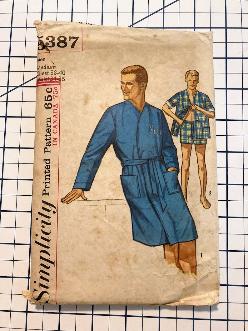 Men's Robe & Pajama Set Sewing Pattern I Vintage Simplicity Pattern ...