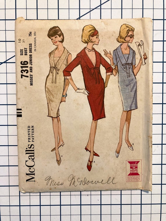 Shift Dress, Knit Dress Pattern: Great for a Bridesmaid Dress or Mother of  the Bride! I Vintage Mccalls Pattern 7316 I Uncut I Size 10 - Etsy