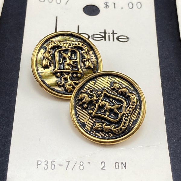Gold Uniform Buttons: Vintage! I Perfect for Button Replacement, Coats, or Cosplay! I Size 36 (7/8" , 23mm) I Size 17 (1/4" , 11mm)