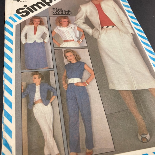 1980s Skirt Suit & Pant Suit Pattern I Womens Pencil Skirt I Womens Blazer I Vintage Simplicity Sewing Pattern 6272 I Uncut I Size 8