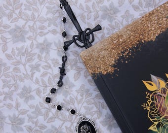 Black fantasy sword bookmark with charms