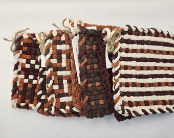 Agarraderas de algodón 100 % de 6 pulgadas hechas a mano para Acción de Gracias en otoño - Juego de dos agarraderas navideñas - Agarraderas lindas y únicas para la cocina - Regalo perfecto.