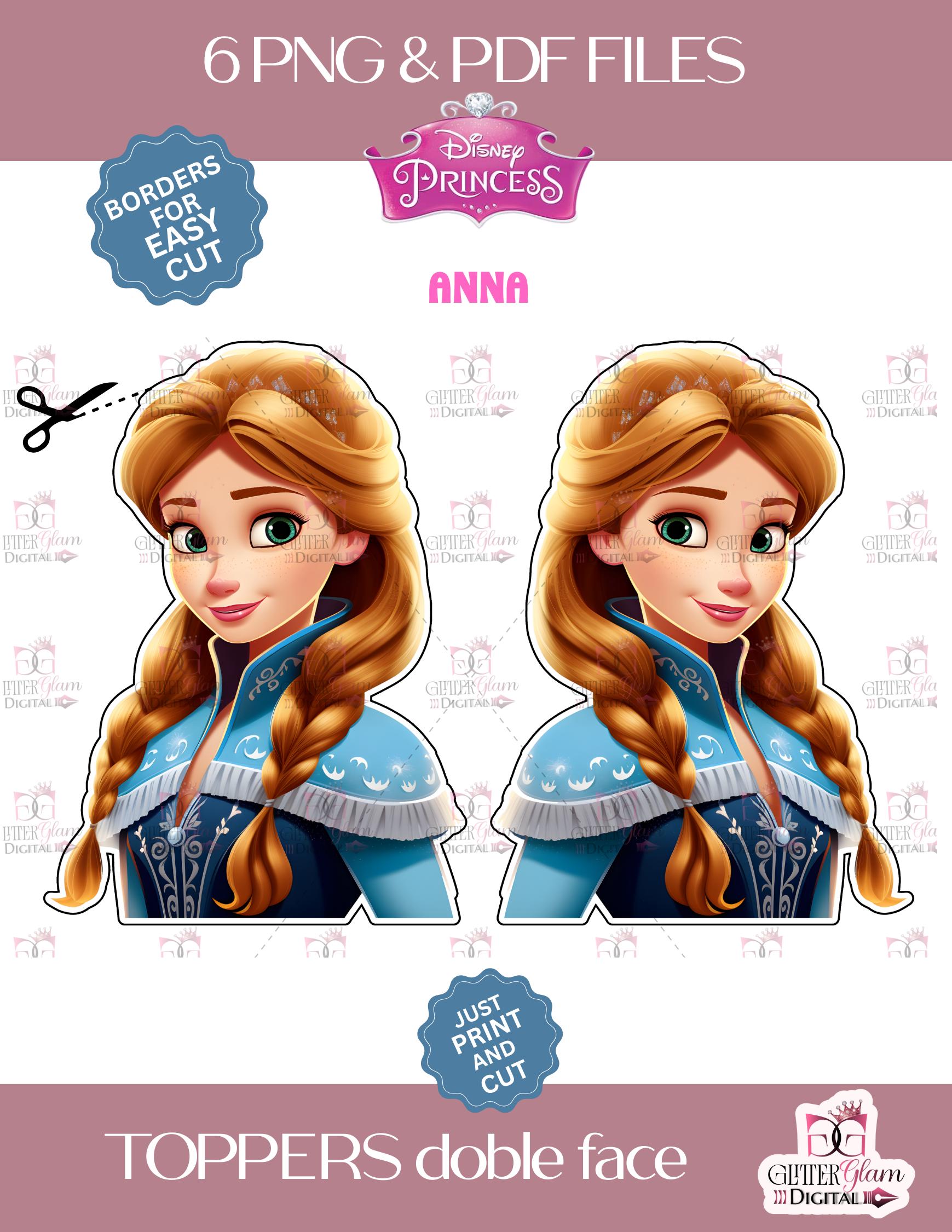 Toppers Border 6 Princess Toppers Doble Face in PNG and PDF With Borders for Easy ...
