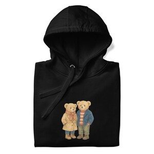 Teddy Bear Couple Hoodie, Cute Kawaii Sweatshirt for Women & Teens, Cozy Aesthetic Pullover, Gift for Bear Lovers and Couples