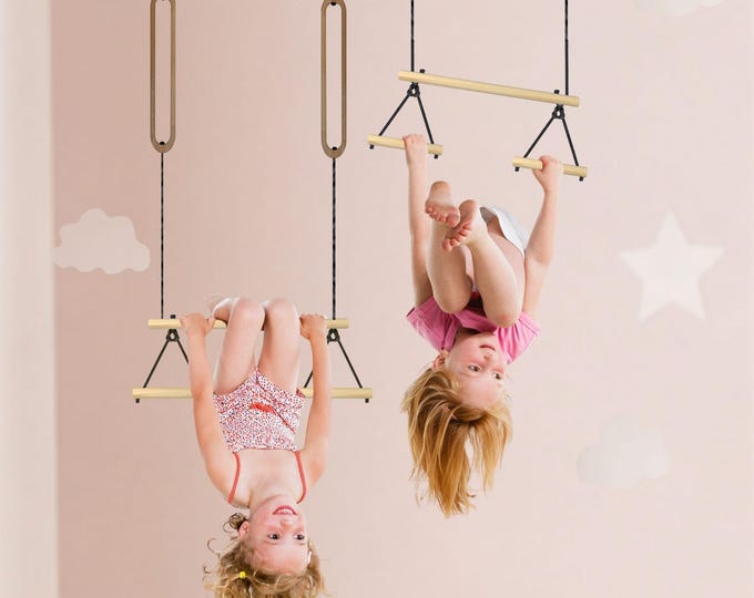 New trapeze concept, Montessori trapeze swing made of beech, trapeze swing, trapeze, wooden kids trapeze swing, gymnastic toy