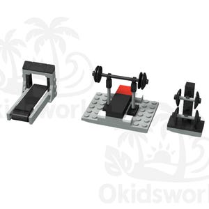 Lego Gym MOC Instructions Digital Download Lego Treadmill Bench Press and Weight Rack Custom Build PDF