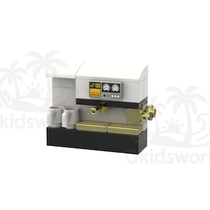 Lego White & Gold Coffee Machine MOC Instructions Digital Download Custom Build PDF Lego Kitchen Appliance