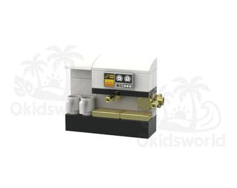 Lego White & Gold Coffee Machine MOC Instructions Digital Download Custom Build PDF Lego Kitchen Appliance