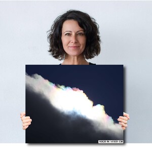 Arcobaleno di nuvole iridescenti sull'Islanda / Stampa su carta fotografica, stampa su tela, stampa su alluminio metallizzato, decorazione murale spirituale