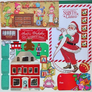Oficina do Papai Noel | Coleção de coisas efêmeras vintage | Mais de 25 peças | Mídia mista | Jornal Lixo | Pacote de sucata | Kit de inspiração | Artes e ofícios em papel
