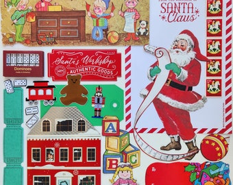 Santa's Workshop | Vintage Ephemera Collection | 25+ pcs | Mixed Media | Junk Journal | Scrap Pack | Inspiration Kit | Paper Arts & Crafts