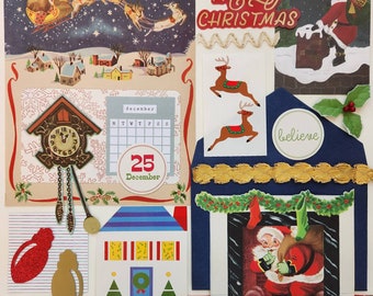 Santa's Midnight Ride | Vintage Ephemera Collection | 25+ pcs | Mixed Media | Junk Journal | Scrap Pack | Inspiration Kit | Paper Art Crafts