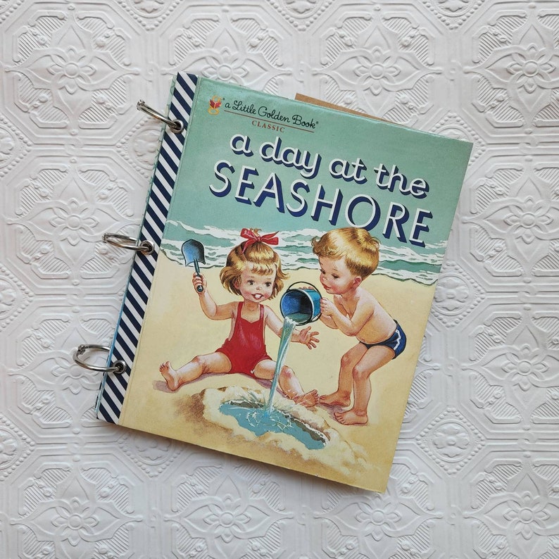 A Day at the Seashore Junk Journal 40 pgs Vintage Children's Book Vacation Scrapbook Paper Crafts Journaling image 1