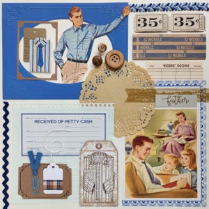 Papá elegante / Colección de efímeras vintage / Más de 25 piezas / Técnica mixta / Diario basura / Paquete de recortes / Kit de inspiración / Manualidades con papel
