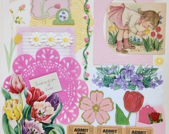 Tiptoe in the Tulips | Vintage Ephemera Collection | 25+ pcs | Mixed Media | Junk Journal | Scrap Pack | Inspiration Kit | Paper Arts Crafts