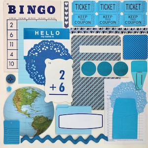 Alles BLAU Vintage Ephemera Kollektion | ab 25 Stück | Mischtechnik | Junk Journal | Restposten | Inspiration-Kit | Papier Kunsthandwerk