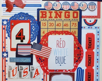 Red, White, & Blue | Vintage Ephemera Collection | 25+ pcs | Mixed Media | Junk Journal | Scrap Pack | Inspiration Kit | Paper Arts Crafts