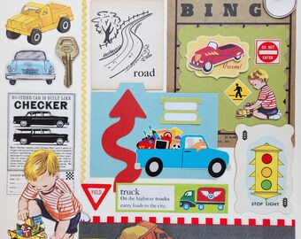 Vroom, Vroom! | Vintage Ephemera Collection | 25+ pcs | Mixed Media | Junk Journal | Scrap Pack | Inspiration Kit | Paper Arts & Crafts