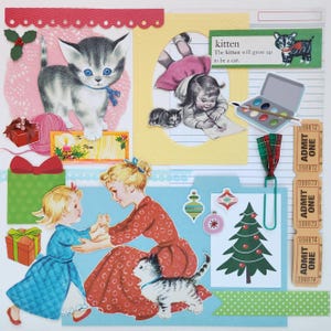 Purr-fect Present | Coleção Vintage Ephemera | Mais de 25 peças | Técnica mista | Diário de sucata | Pacote de sucata | Kit de inspiração | Artes e ofícios em papel